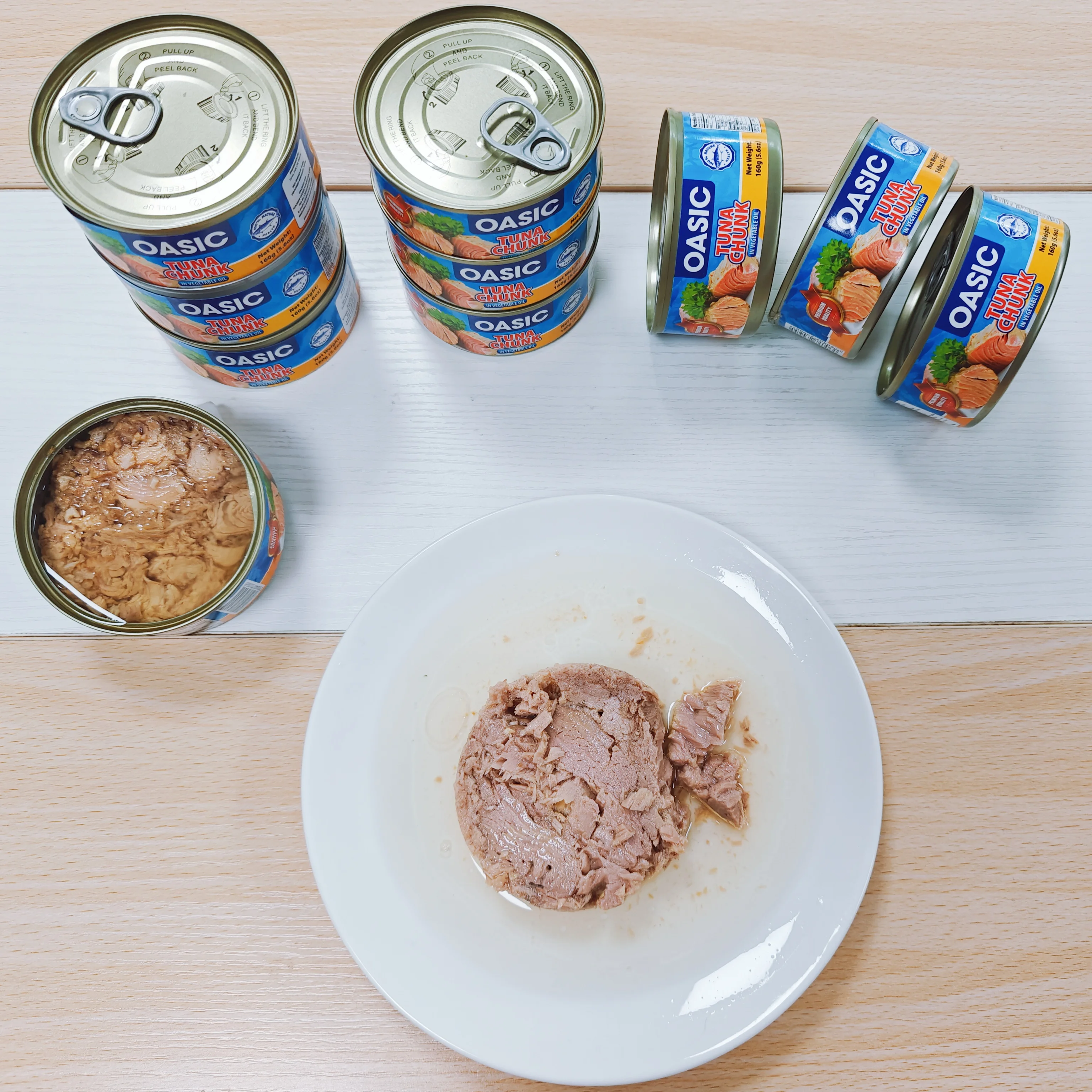 Fresh High Quality 160g Canned Tuna in Oil / Brine Factory Wholesale Skipjack Bonito HALAL