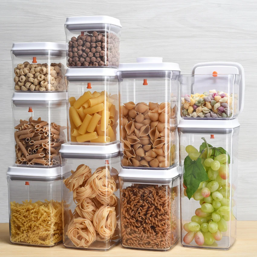 Household Kitchen Items Good Quality and Fresh preservation Airtight Plastic Dry  Food Custom Plastic Storage Container