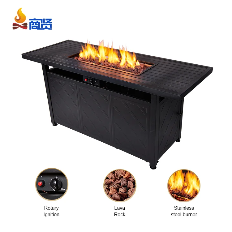 Table Gas Fire Pits of Backyard Garden Stove Metal Fireplace BBQ Grill Outdoor Dining Table with Fire Pit