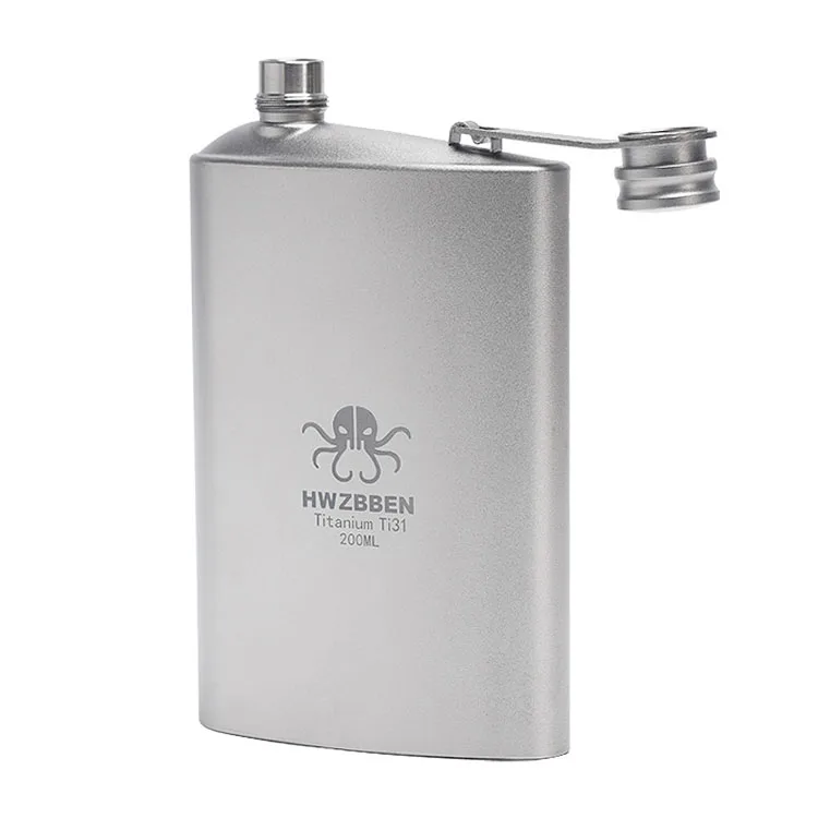 Titanium Hip Flask 220ml/7.74 fl oz, Ultralight Portable Leakproof Pocket Flask Canteen camping accessories