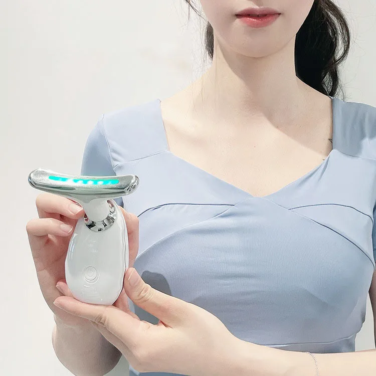3 color light cleansing facial tightening hot sonic vibration wrinkle remover neck lifting ems massager