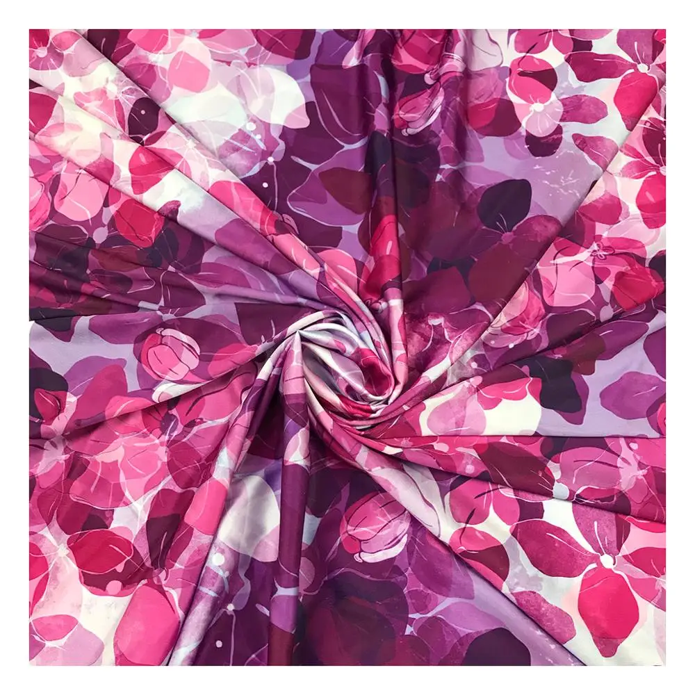 The factory outlet silk satin stretch with custom digital printing fabric for dresses