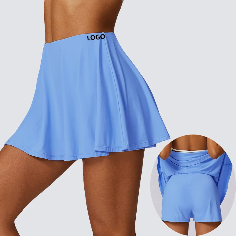 Tennis Skirt With Shorts Ice Feeling UV Protection Tennis Skirts High Waist  Fitness Sportswear Quick Dry Sun Protection Skirt