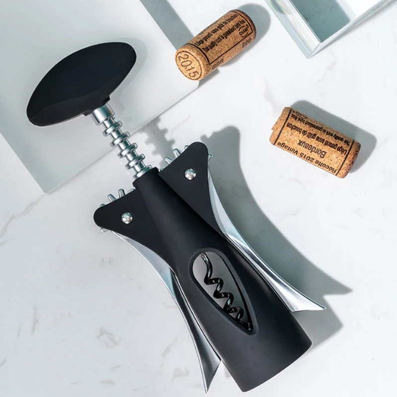 High Quality Zinc Alloy Black Wine Bottle Opener Champagne Bottle Openers Bar Durable Corkscrew
