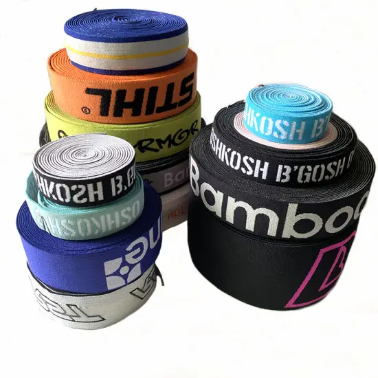 Custom Printed Brand Fashion Label Polyester Woven Knitted Jacquard Soft Elastic Band For Underwear Boxer Shorts Waistband Belt