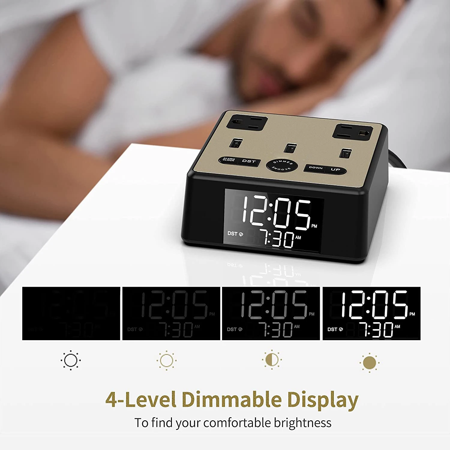 DC6 Новый snooze USB-концентратор розетка рядом с будильником цифровые