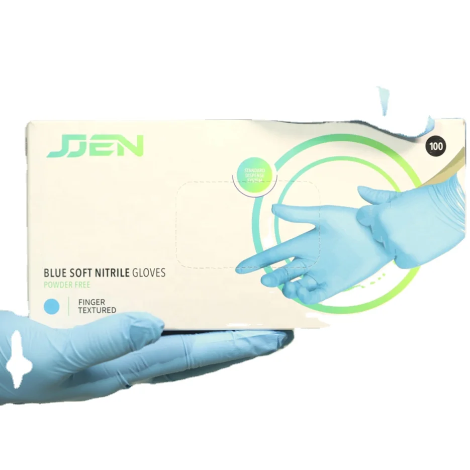 Wholesale OEM Custom Logo Food Grade Powder Free Blue Nitrile Gloves for Food Packing Restaurant Household