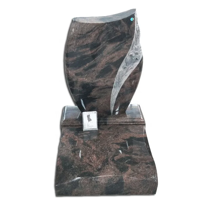 Russian Style Flower Design China Red Granite Slab Gravestones Monument Tombstone Wholesale