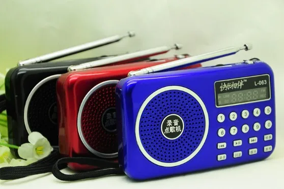 Портативный мини-музыкальный плеер fm радио динамик L-063 mp3 с диктофоном