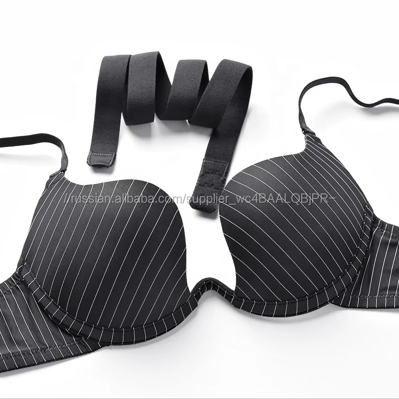 Deep U-Shaped Female Bralette Lingerie Push Up Seamless Striped Bra And Panty Set Custom Cotton Women Ladies Sexy Underwear Sets