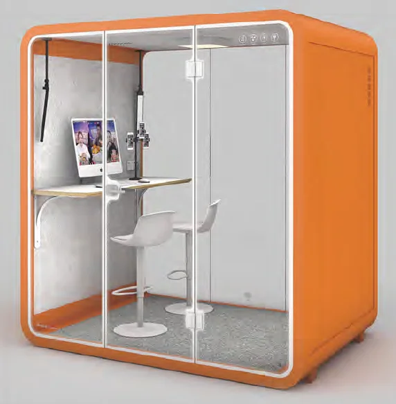 4 person glass meeting room movable modular soundproof booth for school office