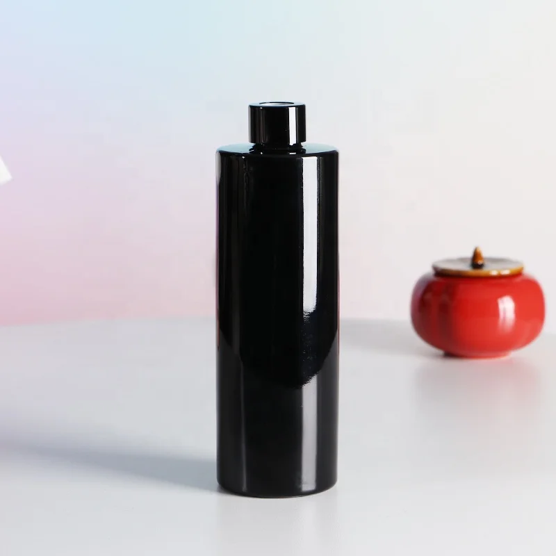 450ml tall room reed glass aroma diffuser tinted glossy black bottle with screw top