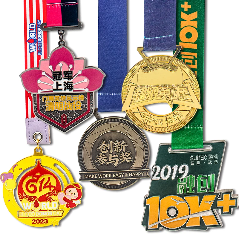 Customized Metal School Sports Design Marathon Gymnastics Award Custom Gold Sports Taekwondo Medals with Ribbon