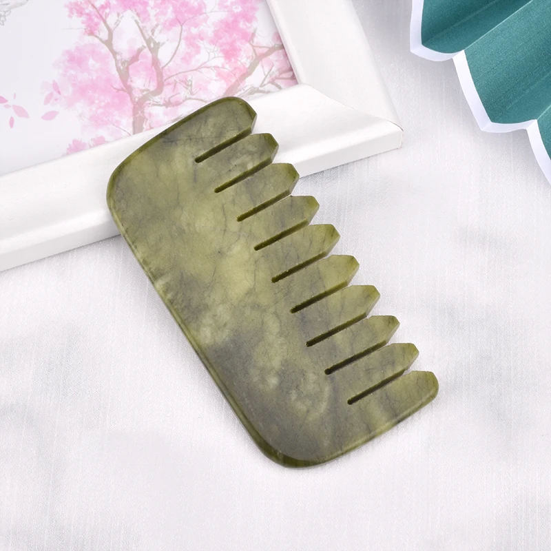Wholesale Xiuyan Jade Comb Median Scraping Massage Comb Natural Jade Stone Guasha Scalp Comb