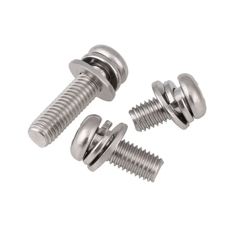 Stainless Steel Ss M3 M4 M5 M6 Torx Pan Head Sems Assembly Screw Bolt With Flat Washer And Spring Washer Torx Combination Screw
