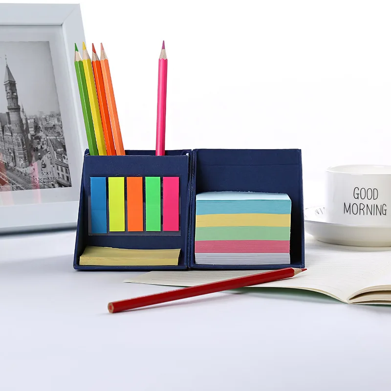 Mini Sticky Note Pad Set with Foldable Pen Holder Self-adhesive Blank Writing Papers Christmas Gift Supplies for Adults