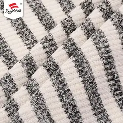 Wholesale beautiful soft hand feel stripe design 2x2 rib spandex poly knit fabric