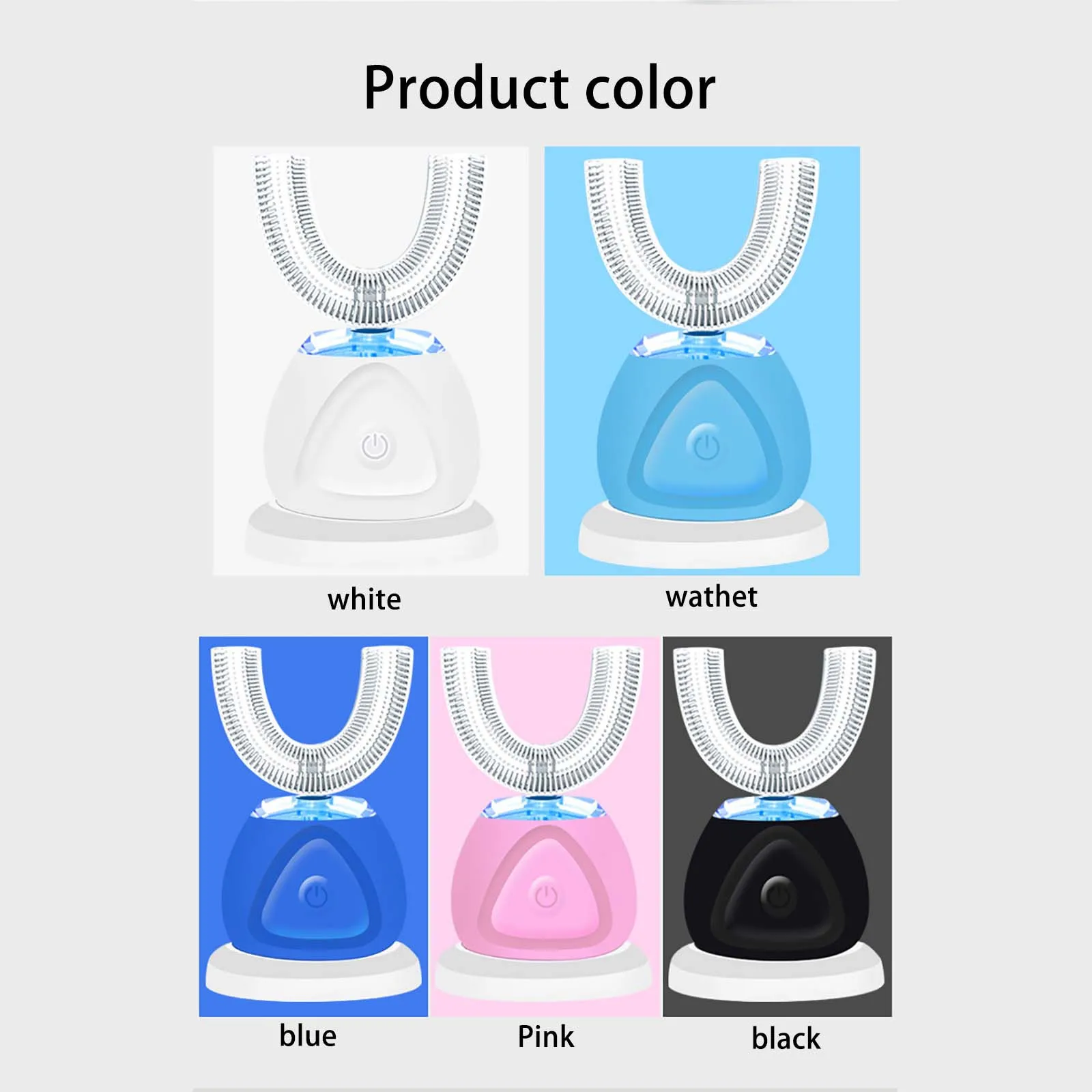 360 Degree Food Grade U Shape Silicone Adult Oem Electric Toothbrush