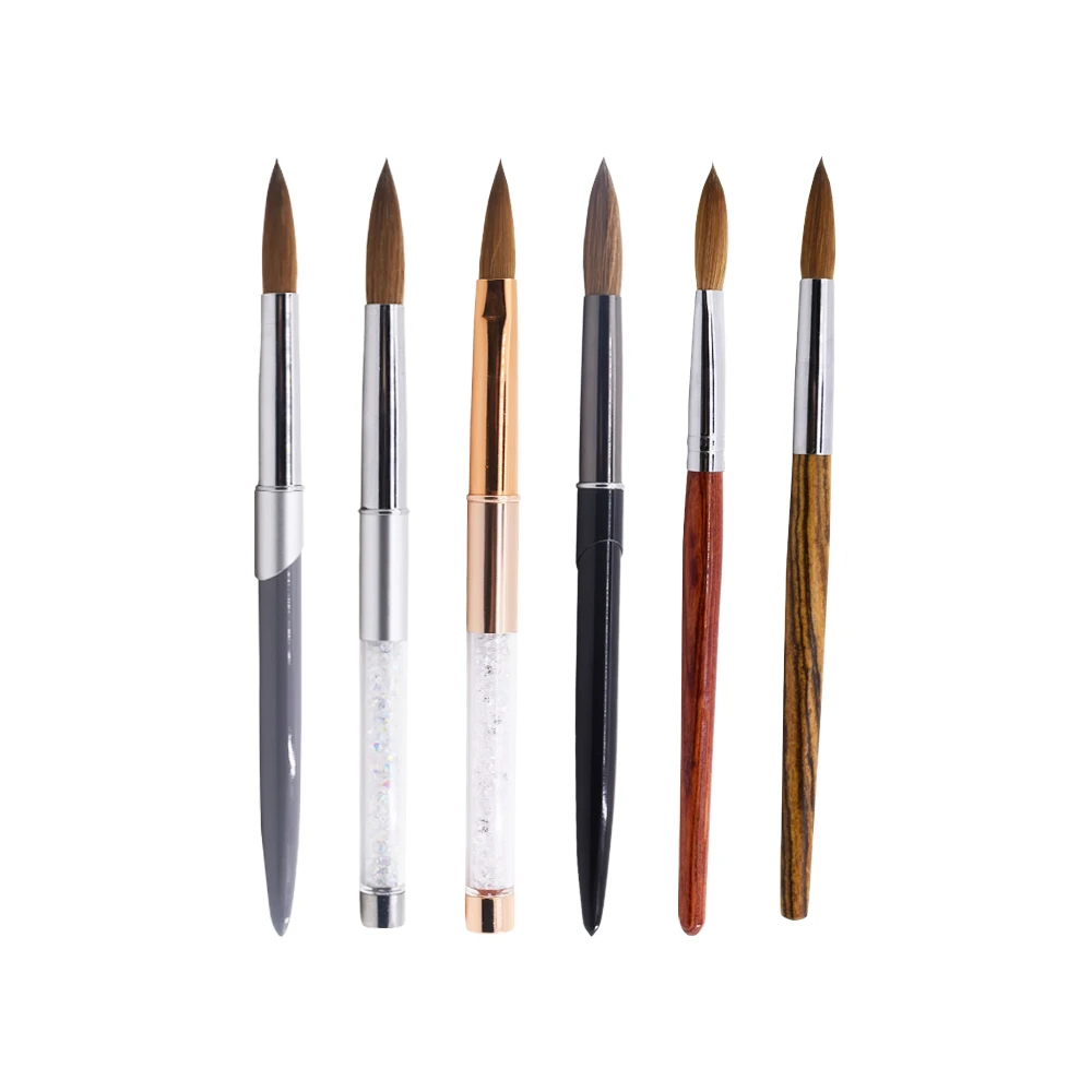 Пользовательский логотип Pinceles 100% чистая Kolinsky акриловая кисть для ногтей