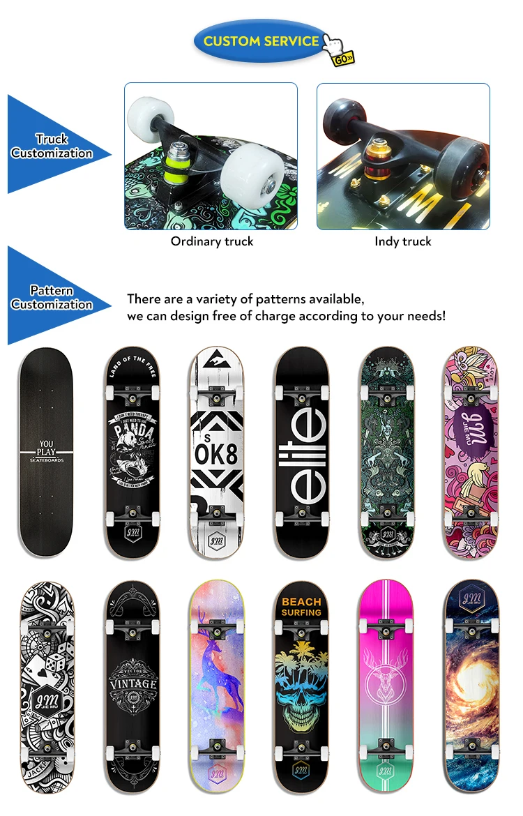 Outdoor Sports Custom Maple Skateboard Popular Design Professional Skateboard Deck Double Rocker 32 Inch Skateboard