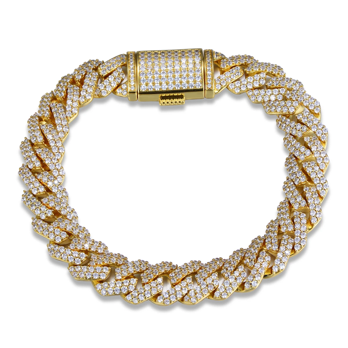 
Hip Hop Jewelry Fashion Miami Cuban Chain Bracelet Iced Out Diamond Bracelet 