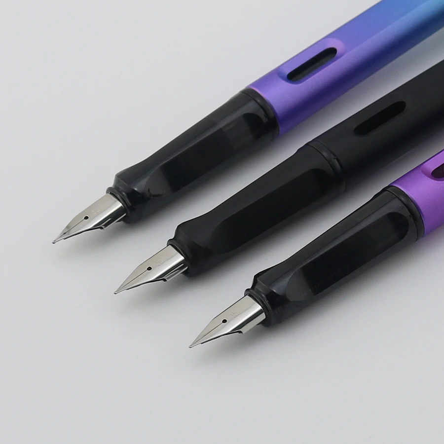 Pretty Practical Gradient Color Holder Plastic Fountain Pen EF Tip Black Blue Ink Quick Ink Output Office School Writing Pen