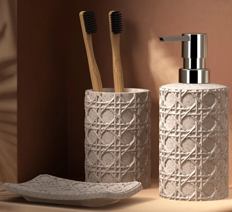 Nordic Stylish Hotel Polyresin Bathroom Set  Home Decor Chinese Supplier Modern Resin Bathroom Accessories Set