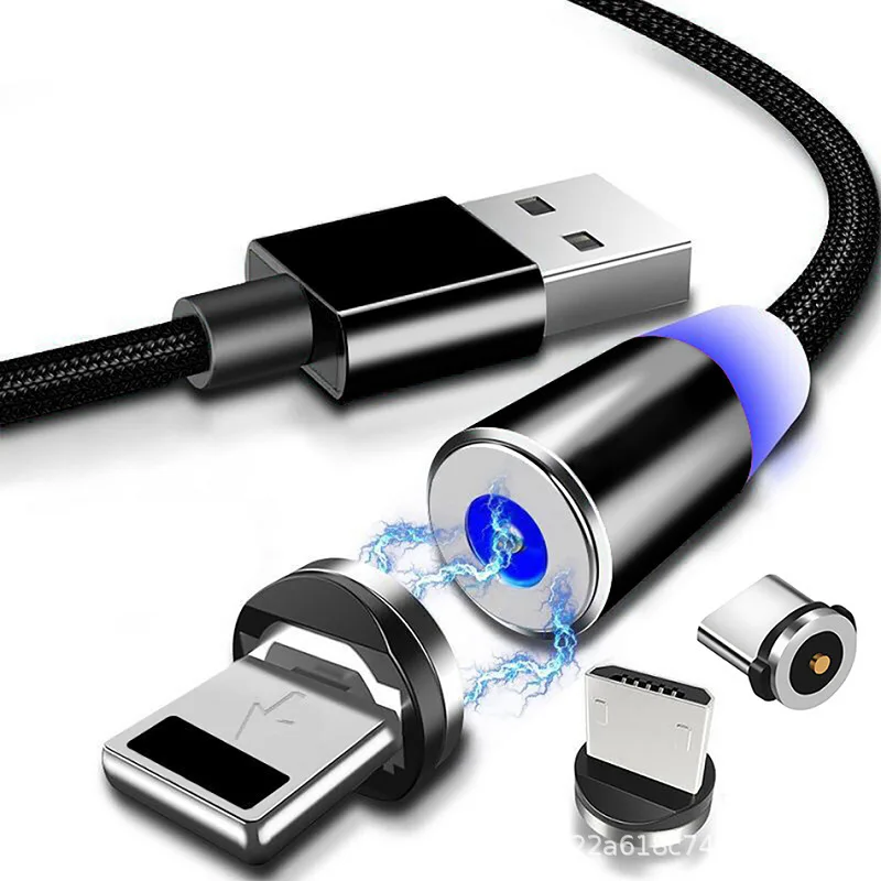 Cable Magnetic 3A 1m 2m 1.5m fast magnet charging phone Power Bank Braided portable USB to type-c Cable