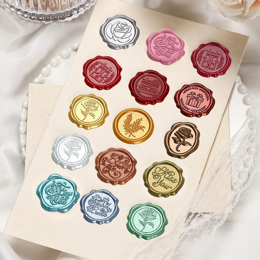 Customized 100pc Logo Wax Seal Sticker Envelope Sealing for Wedding Invitations & Wine Featuring Unique Wine Wax Particles