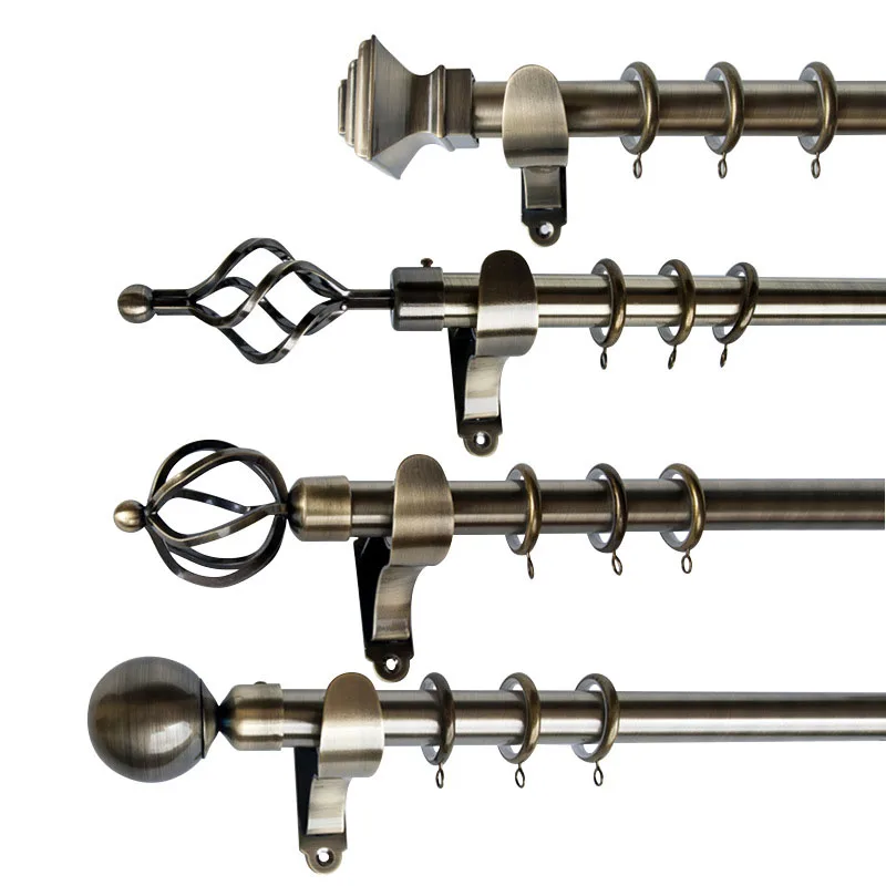 Curtain Rod Adjustable Curtain Rod With Marbled Finial For Windows