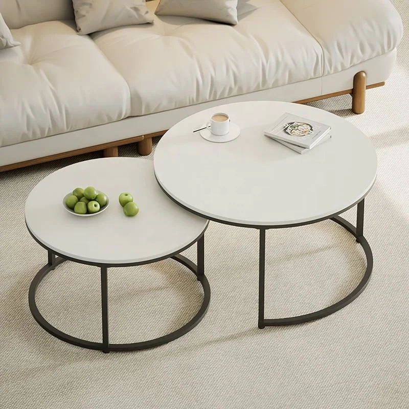 New Italian Low Sofa Mini Side Nesting coffee table Tempered Glass Mirror Coffee Table Set Stone top coffee table