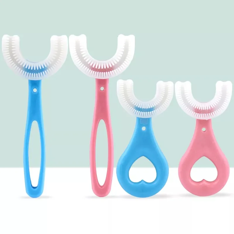 2022 Wholesale Trend Kids U-Shape Toothbrush Kids Manual 360 Degree Cleansing Toothbrush U shape Baby Silicone Toothbrush