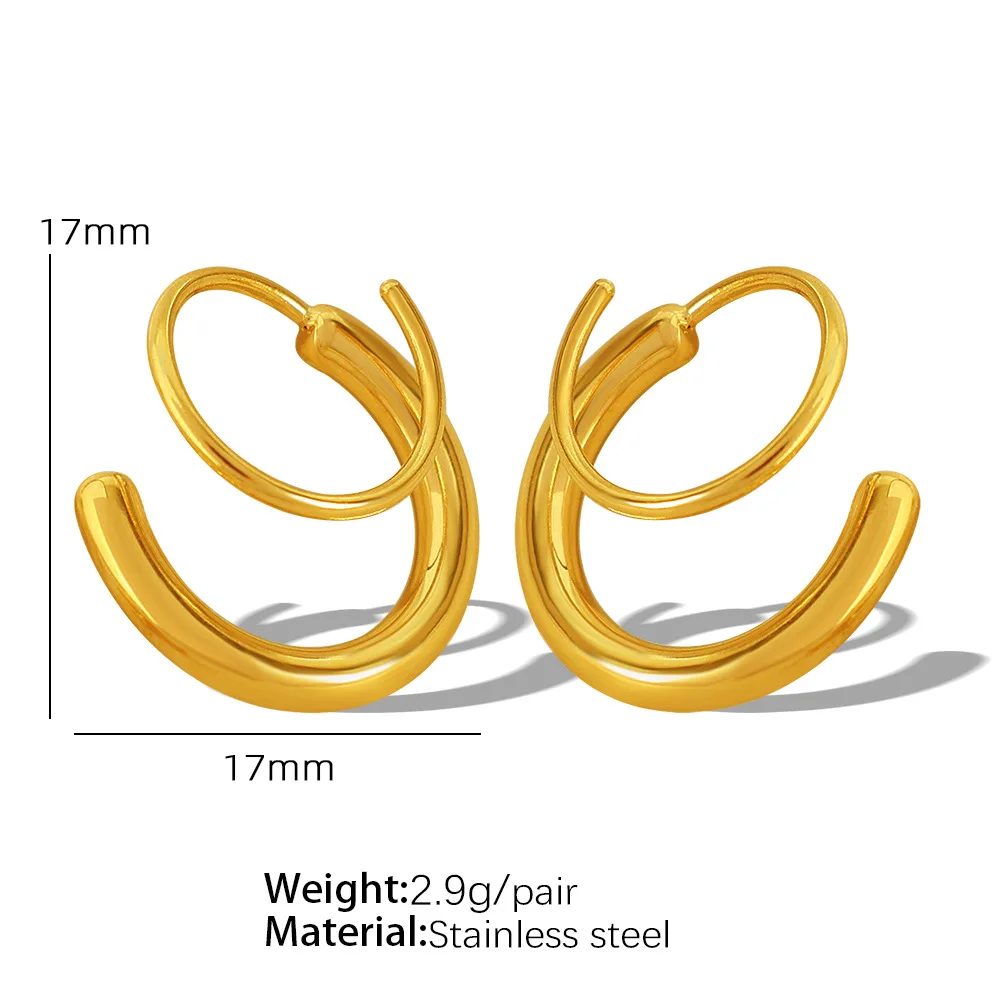 Minimalist Earrings Winding Gold Plated Stud Earrings For Women Waterproof Stainless Steel Jewelry