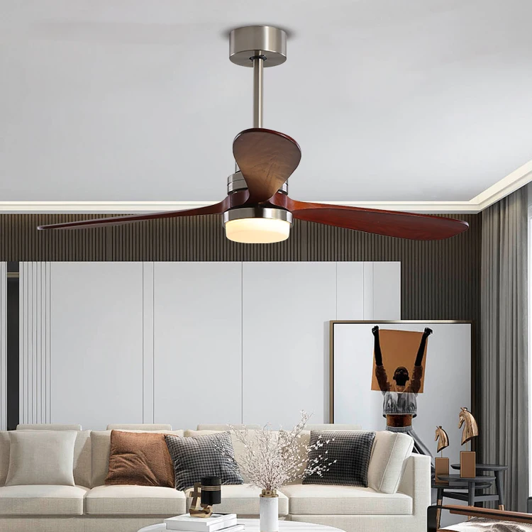 Warm White Iron 52Inch 3Blades Decorative Diningroom Indoor Led Ceiling Fan Light