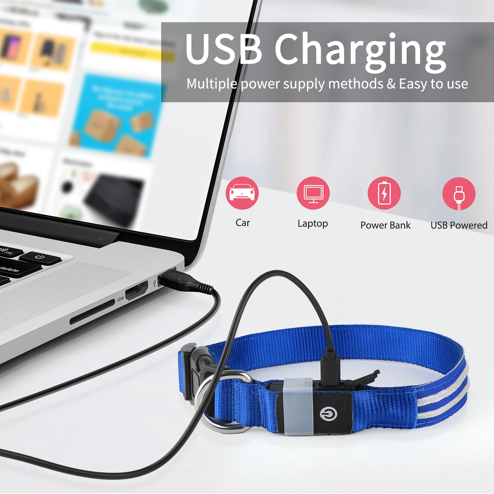 Fashion Glow In The Dark Dog Safety Pet Devices at Night LED Flashing Dog Necklace Two-Line Optical Fiber Dog Collars Light