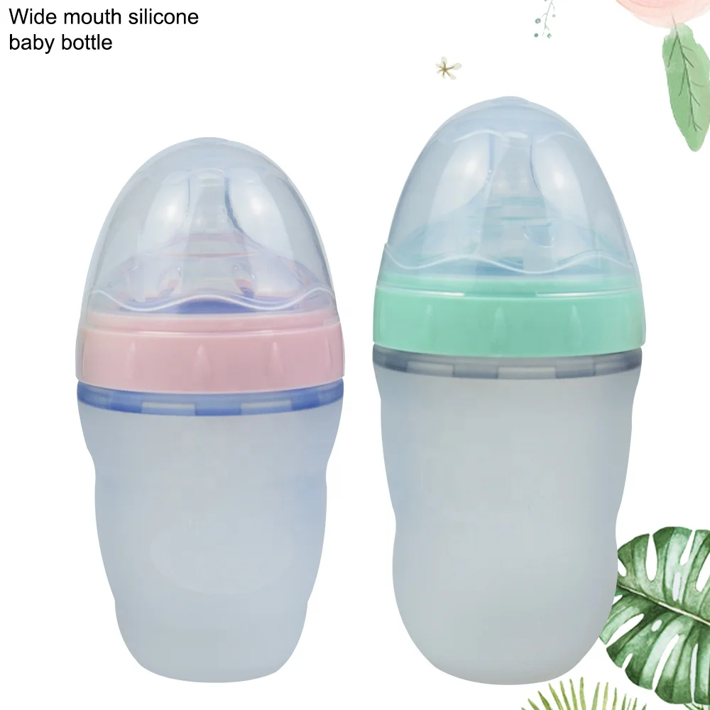 Oem Silicone Bottles Custom Thermos Milk Hands-free Baby Newborn Feeding Bottles 240/180ml
