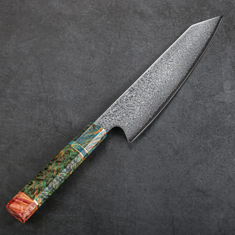 Existing  8inch  japanese knife set damascus santoku knife steel  blank with colorful wood handle