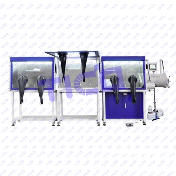 Triple Chambers Glove Box with Gas Purification System H2O&O2 less than 1ppm