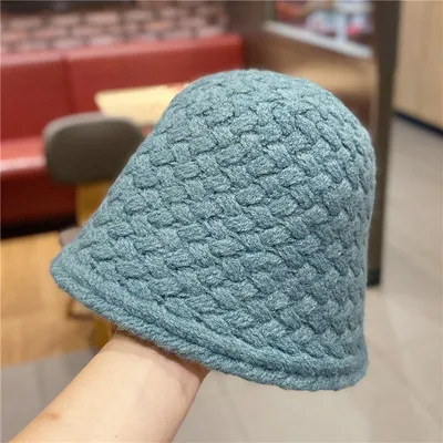 Autumn and Winter Warm Retro Acrylic Knitting Bucket female Korea Sweet Fisherman Hat Versatile hat