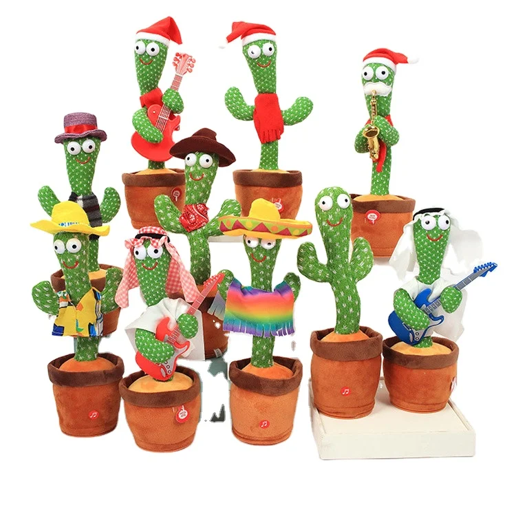 Doll Talking Game Singing Plush Toy Recording Musical arabic Christmas guitar usb battery Toy Dancing Cactus