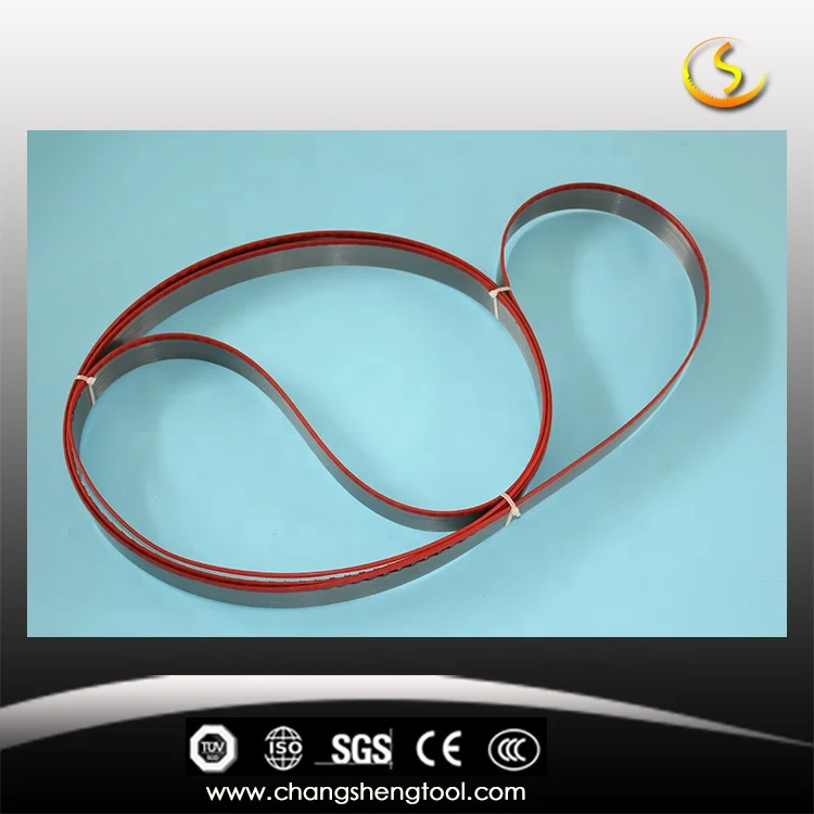 band saw blade for wood with hardened teeth coils