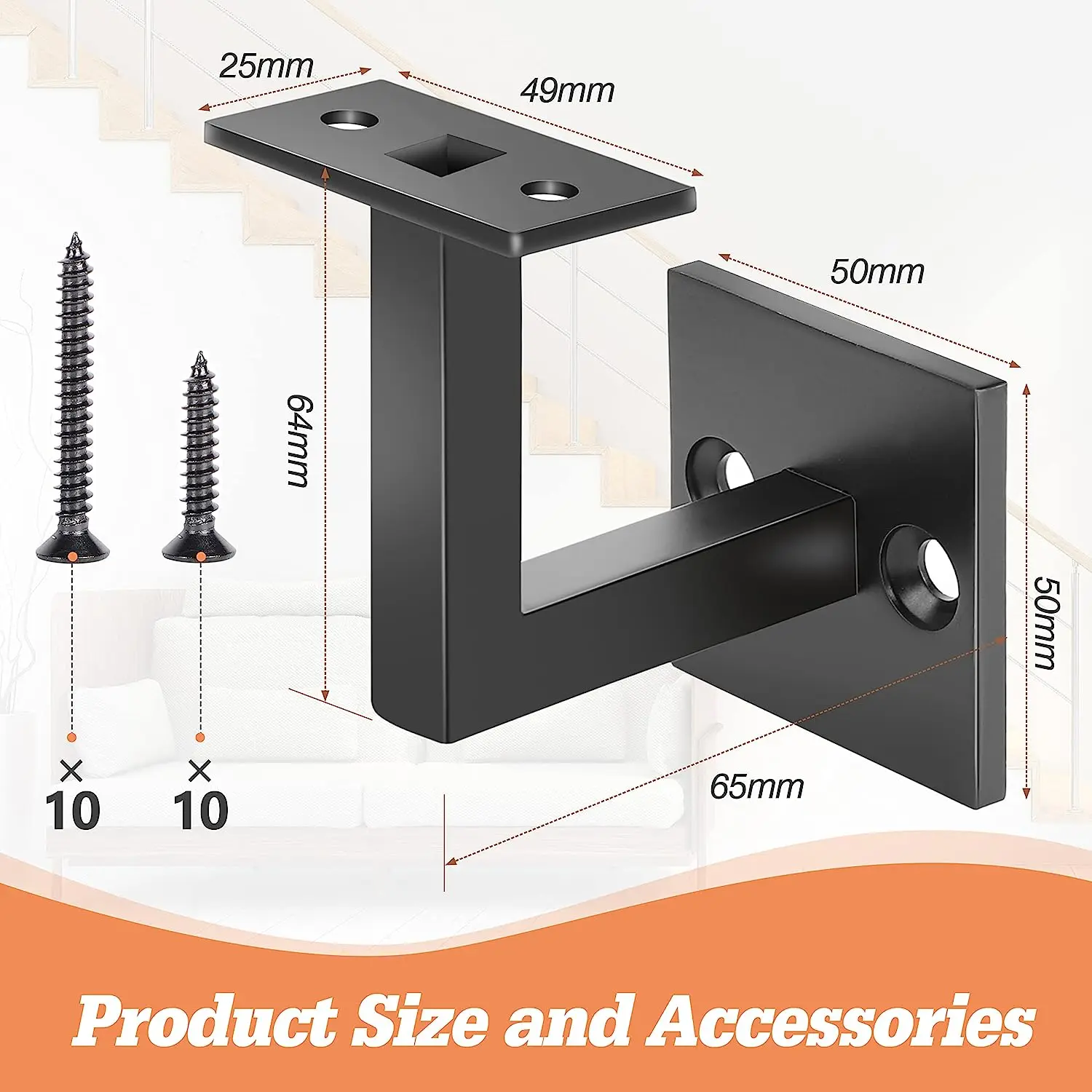 Factory Customized Metal Handrail Brackets Staircase Stair Railing Brackets with Screws
