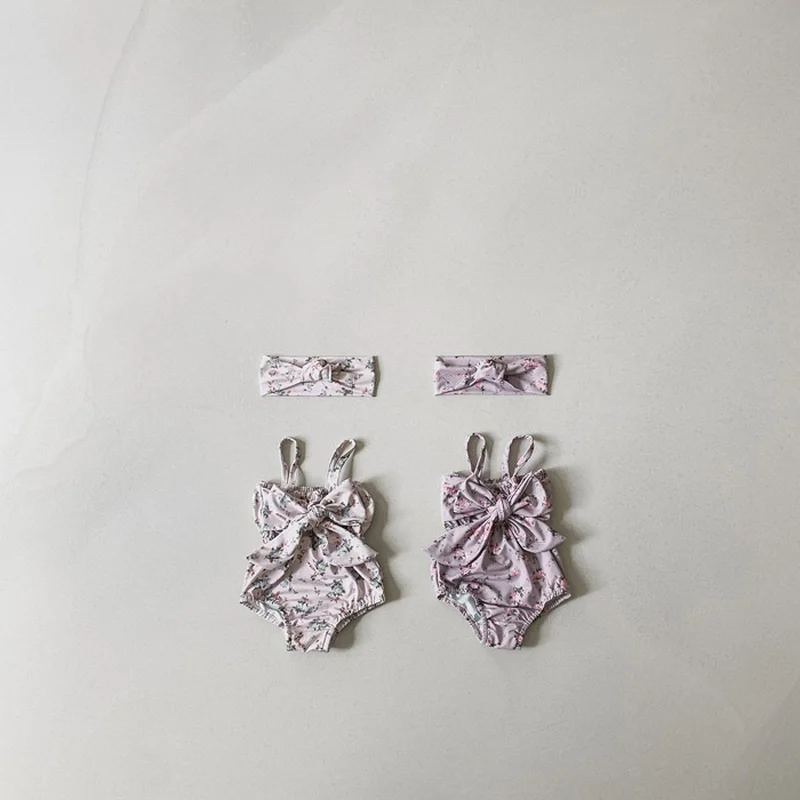 Baby Girl Princess Bikini Swim Suit Infant Toddler Child Swimwear With Headwear Bathing Suit Kid Swimming Clothing 2-10Y