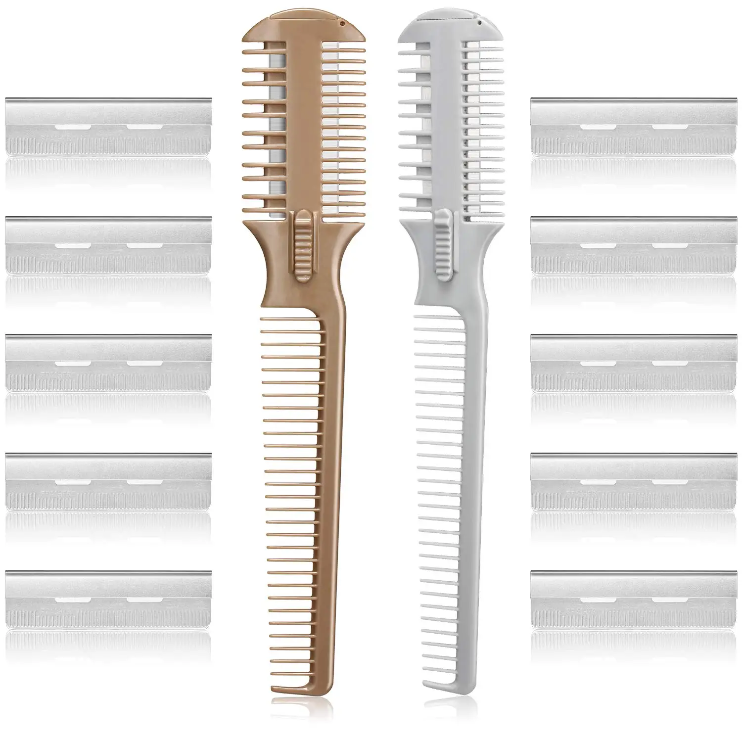 Double Side Thinning Trimmer Hair Cutting Comb Razor With Stainless Steel Blade for Hairdresser