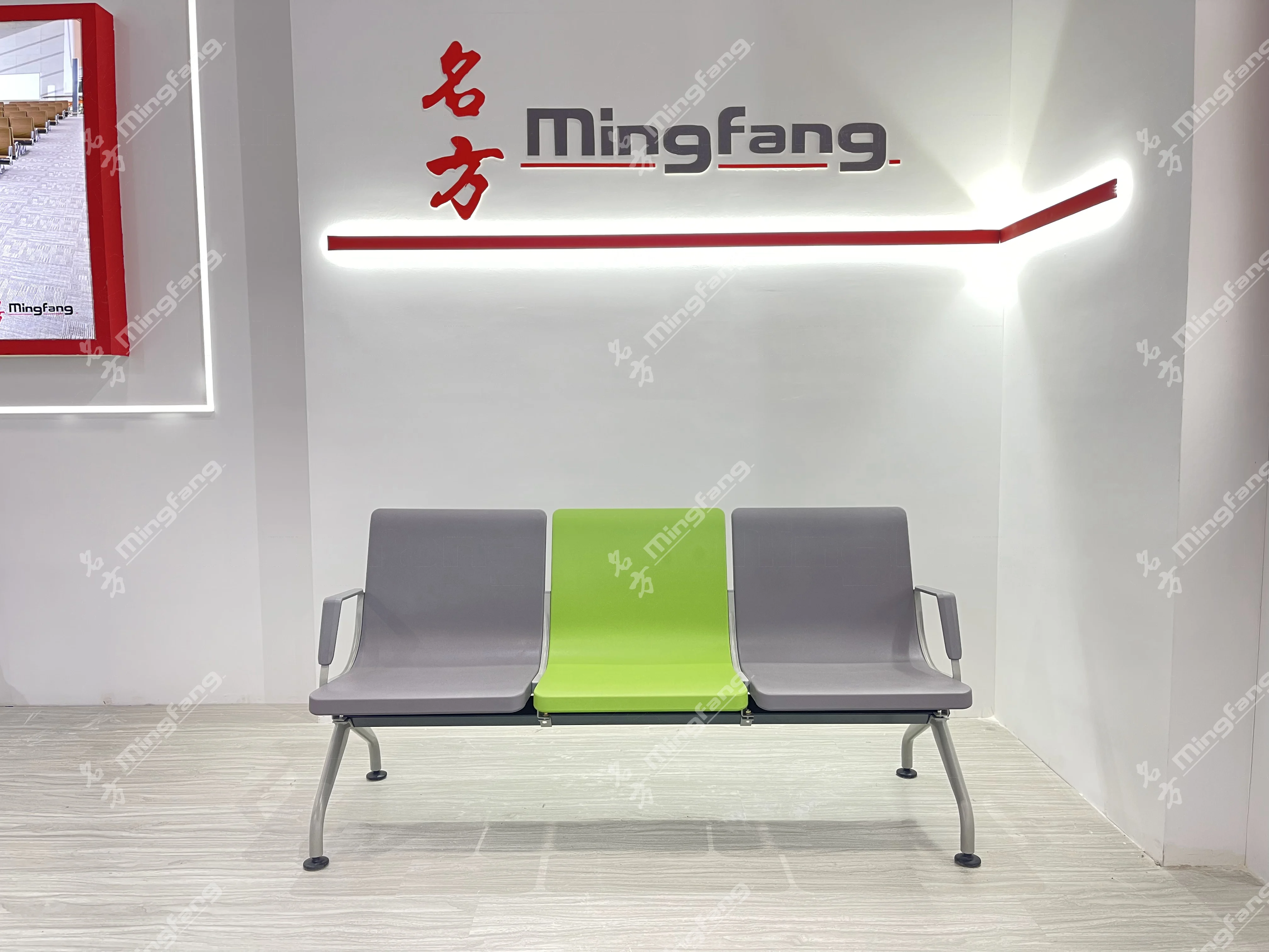Mingfang 3 Seater PU Airport Chair for Waiting Area Salon Reception Chair Waiting Bench Beauty