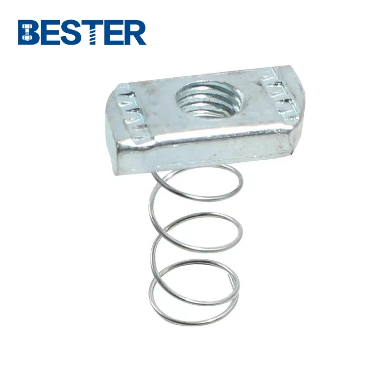Factory Price M6 M8 M10 T Channel Spring Nut Zinc Plated Long Spring Strut Channel Nut