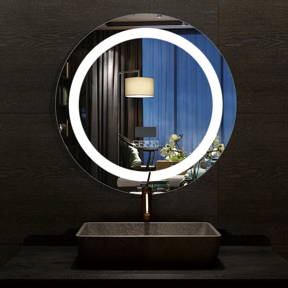 
2019 hangzhou simple style wall mounted circular shape led mirror bathroom mirror 