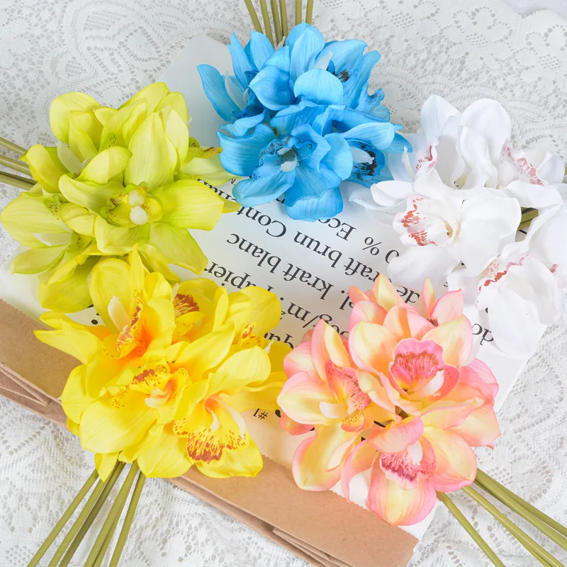 EG-S163 Price Wedding Bouquet Real Touch Silk Faux Orchids Artificial Flowers Home Decor Orchids Artificial Flowers Real Touch
