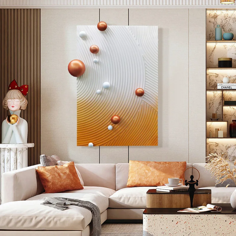 Modern Minimalist 3D Metal Ball Texture Relief Hand-painted Decoration Painting
