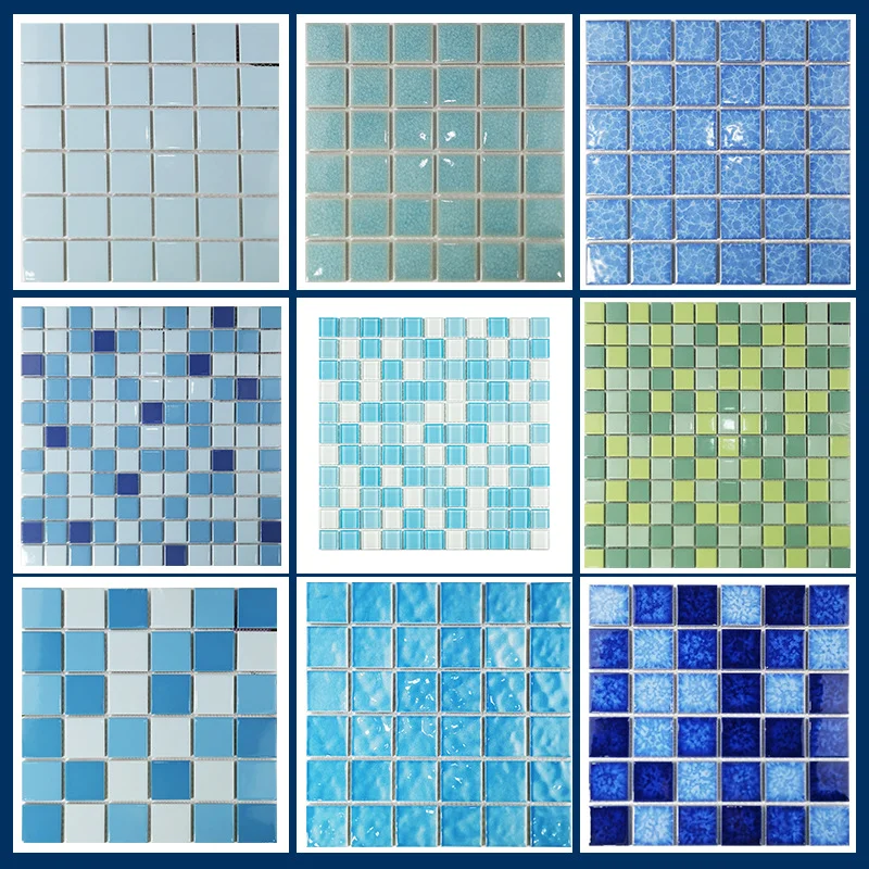 Glass Mosaic White Blend Blue Swimming Pool Glass Mosaic Tile Euro Glass Tiles For Pool